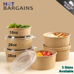 Kraft Deli Bowls with Lids Disposable Round Salad Bowls Takeaway Food Boxes