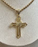 9ct Gold Crucifix Cross Pendant Necklace 60cm Rolo Belcher Chain Gold Filled 9K