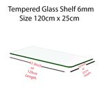 Clear Tempered Glass Shelf / Shelf Panel Storage/  6mm 120cm x 25cm