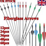 30 Inch Fiberglass Compound Bow Arrows Field 12-60PCS and Target Practice Arrows