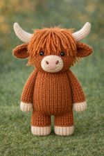 Knitted Knitting DK Highland Cow Pattern Only 20cm tall Craft