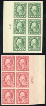 US Stamps # 481-2 MNH XF Lot Of 2 Plate Blocks Of 6 Scott Value $90.00