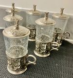 metal glass set of 6 tea cups