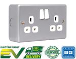Metal Clad 13AMP Double 2 Gang Switched Socket Twin Industrial Wall Socket Plug