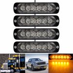 4x 12V 24V 6 LED Amber Strobe Flashing Recovery Lightbar Truck beacon Lights New