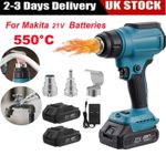 21V Electric Cordless Handheld Heat Gun Hot Air Gun with 2 Batteries & 3Nozzles 