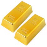 2pcs Fake Golden Bar Brick Plastic Gold Bar Novelty Gift Joke Decorative Prop 