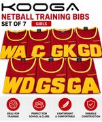 Kooga Girls Netball Training Bibs – Set of 7 – Sports PE Kit - Red Yellow