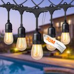 100FT Festoon Outdoor String Lights 30 Socket S14 LED Bulb Garden Wedding Lights