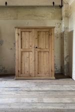 ANTIQUE Solid PINE Cabinet, Linen Cupboard, Farmhouse, Vintage, Rustic Storage