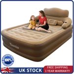 Double Height Raised Air Bed King Size W/ Fast Pump & 2 Pillows Set Home&Camping