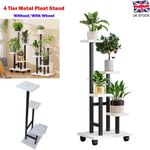 4 Tier Metal Plant Stand Indoor Outdoor Garden Flower Pot Shelf Display Rack UK