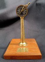 HMS Caesar 1944-1966 : 5" miniature brass ship's telegraph, plaque, wooden base.