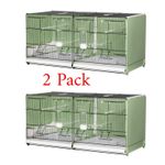 2 x Double Breeding Cage 90cm Italian Stackable Cage Canary Finch ,Small Birds