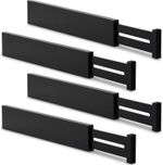 Utoplike 4pcs Bamboo Drawer Dividers, Large Adjustable Drawer Organisers, Spring