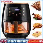LCD Digital Air Fryer Cooker Ovens Low Fat Healthy Oil free Frying Kitchen 6L UK