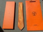 HERMÈS FACETTES H SILK TIE ORANGE H PATTERN NWT ORIGINAL PACKAGING