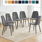 2/4/6 Dining Chairs Table Velvet Leather Faux Suede Padded Seat Metal Leg
