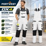 Portwest DX441 DX4 Work Bib Trousers 31" Leg White Grey Large DX441WGRL