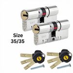 Yale Keyed Alike uPVC Door Lock TS007 3 Star Euro Cylinders 35/35 (70mm) Nickel