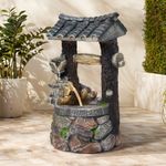Solar Powered Garden Wishing Well Fountain Barrel Waterfall with Pump