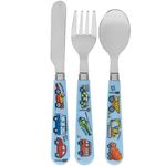 Vehicles Cutlery Set 3 Piece Plastic Spoon Fork Knife Kids Children Digger Car