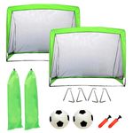2x Football Goal Portable Pop Up Goal Foldable Soccer Net Sport Set 120x70cm
