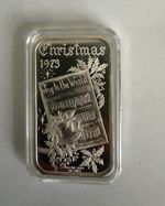 Vintage 1973 Madison Mint Christmas “Joy to the World” 1 oz .999  Silver Art Bar