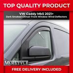 FITS VW CADDY Mk5 21> GENUINE CLIMAIR FRONT WINDOW WIND DEFLECTORS DARK SMOKED