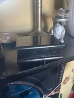 Antique Ebony Black Wood Trinket Jewelry Box with Cream Velvet Interior