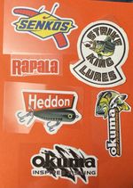MINIATURE LICENSED HIGH DEFINITION STICKERS 6 X TACKLE BOX DECALS SET