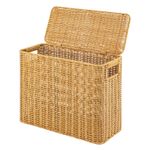 Slim Tall Woven Storage Basket with Lid & Handle, Narrow Gap Organizer for Room
