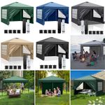 New 3x3m Waterproof Pop Up Gazebo Garden Party Tent Canopy w/4 Sides & Sandbags
