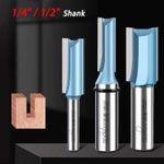1/4 1/2 Shank Straight Router Bit Cutter Wood Milling Cutting CNC Flush Trim Bit