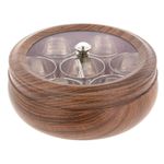 Authentic Indian Spice Tin Box Stainless Steel 7 Spices Masala Dabba Wooden Look