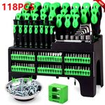 NEW 118x Magnetic Screwdriver Set Premium Industrial Cross-Head Flat Heads