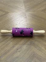 Halloween Witch Rolling Pin Purple Black Moon Wooden Handles Baking Decor