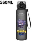 Pokemon 560ml Black Plastic Drinks Flip Lid Water Bottle Gengar