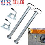 2X Trailer Leg Prop Stands and Clamps 48mm x 700mm length Support Tube Caravan B