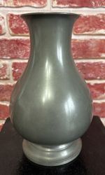 Collectible Antique Crown & Rose 8” English Pewter Vase