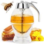 8 oz Honey Dispenser No Drip Glass with Plastic Top, Maple Syrup Dispenser