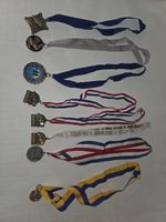 Lot of 8 Sports Award Medals Running Track Participation Place Medals w/ Ribbons