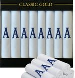 7 Pack of Mens/Gentlemens White Satin Bordered Handkerchiefs with & Blue