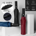 Men Women 12 Ribs Stormproof Automatic Strong Folding Windproof Umbrella 3 Color