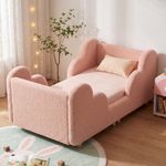 Toddler Bed, 140x70cm Soft Padded Kids Bed with Cloud-Shaped Safety Guardrails