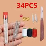 34Pcs Stainless Steel Sewing Kit with Top Needle DIY Apparel Sewing Supplies NEW