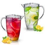 2 Pack Plastic Pitchers 2L Jugs With Lid For Cocktail Party BBQ Garden