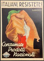 ECONOMIC SANCTIONS POLITICAL POSTCARD ITALIAN NATIONAL PRODUCTS RESIST!