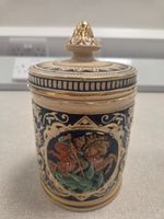 Vintage German Marzi Remy Stoneware Tobacco Jar Humidor St George 8845 Lid