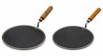 Iron Roti Tawa Round Flat Griddle Wood Handle Non Stick Cooking Pan 10 11 Inch